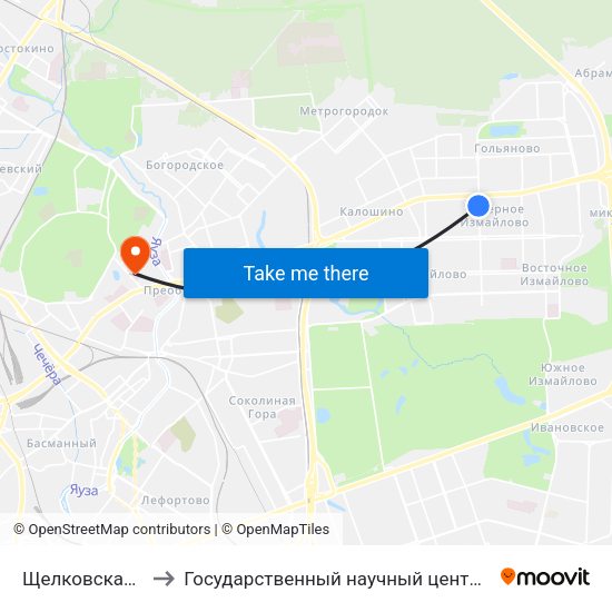 Щелковская (Schelkovskaya) to Государственный научный центр дерматовенерологии и косметологии map