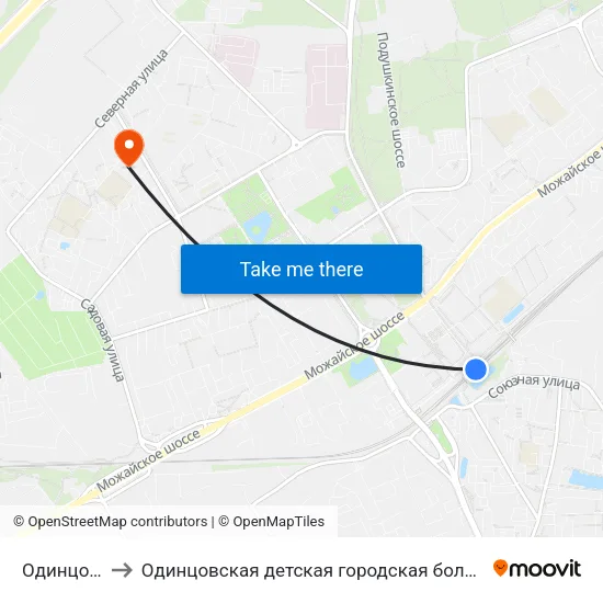 Одинцово to Одинцовская детская городская больница map
