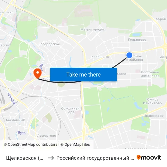 Щелковская (Schelkovskaya) to Российский государственный социальный университет map