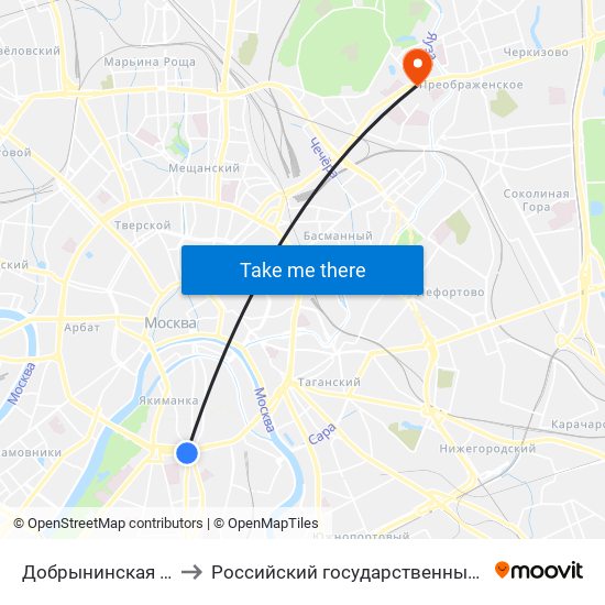 Добрынинская (Dobryninskaya) to Российский государственный социальный университет map