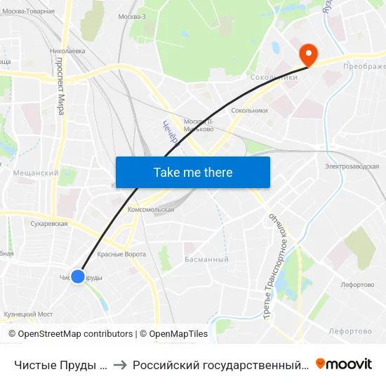 Чистые Пруды (Chistye Prudy) to Российский государственный социальный университет map