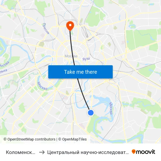 Коломенская (Kolomenskaya) to Центральный научно-исследовательский институт автоматики и гидравлики map