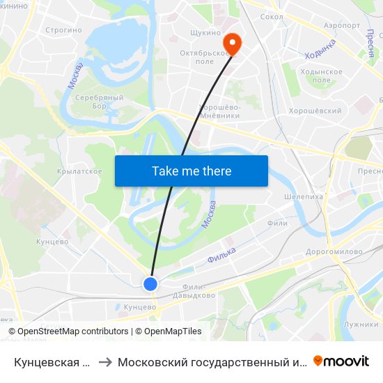 Кунцевская (Kuntsevskaya) to Московский государственный институт музыки им. А.Г. Шнитке map