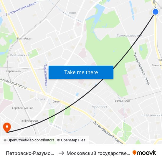 Петровско-Разумовская (Petrovsko-Razumovskaya) to Московский государственный институт музыки им. А.Г. Шнитке map