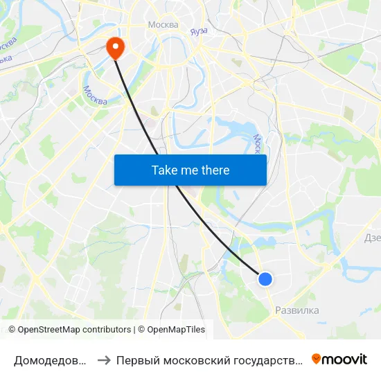 Домодедовская (Domodedovskaya) to Первый московский государственный медицинский университет им. И. М. Сеченова map