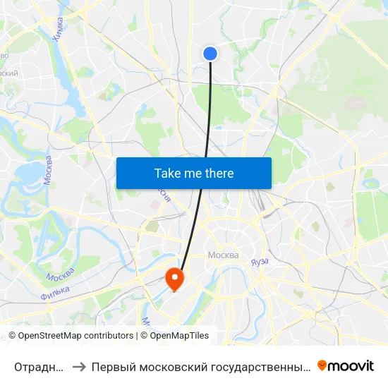 Отрадное (Otradnoe) to Первый московский государственный медицинский университет им. И. М. Сеченова map