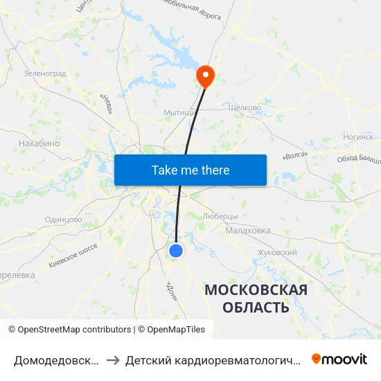 Домодедовская (Domodedovskaya) to Детский кардиоревматологический санаторий «Клязьма» ФМБА России map