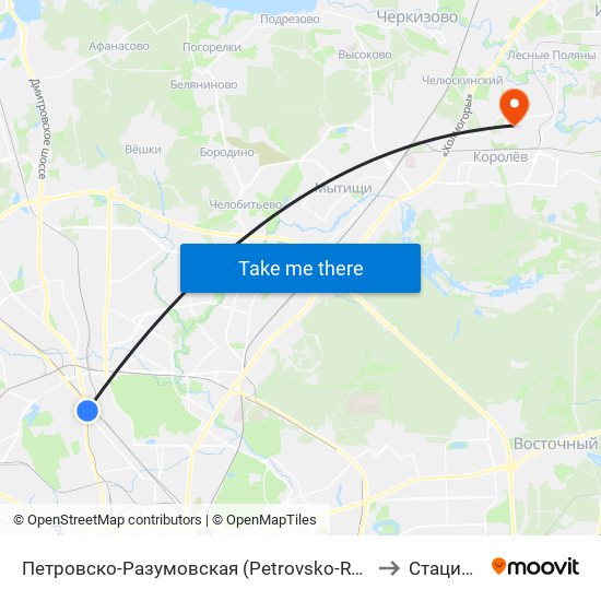 Петровско-Разумовская (Petrovsko-Razumovskaya) to Стационар map