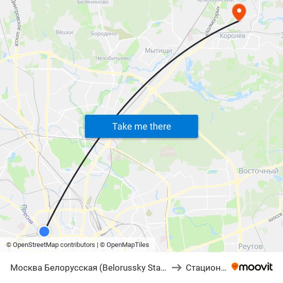 Москва Белорусская (Belorussky Station) to Стационар map