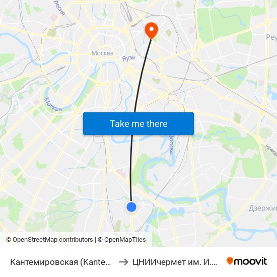 Кантемировская (Kantemirovskaya) to ЦНИИчермет им. И.П.Бардина map