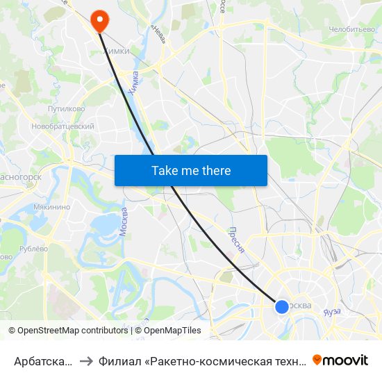 Арбатская (Arbatskaya) to Филиал «Ракетно-космическая техника» Московского авиационного института map