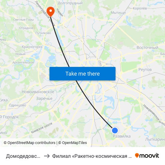 Домодедовская (Domodedovskaya) to Филиал «Ракетно-космическая техника» Московского авиационного института map