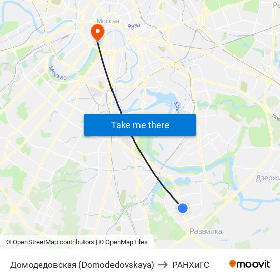 Домодедовская (Domodedovskaya) to РАНХиГС map