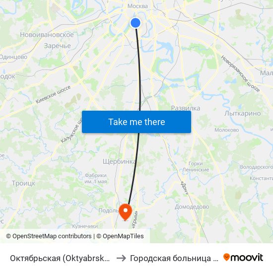 Октябрьская (Oktyabrskaya) to Городская больница №2 map