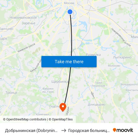 Добрынинская (Dobryninskaya) to Городская больница №2 map