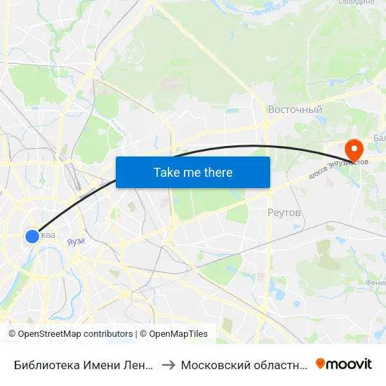 Библиотека Имени Ленина (Biblioteka Imeni Lenina) to Московский областной перинатальный центр map
