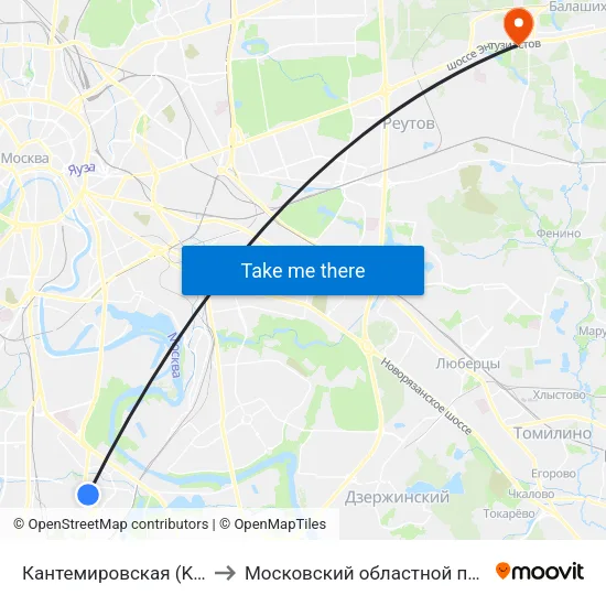 Кантемировская (Kantemirovskaya) to Московский областной перинатальный центр map