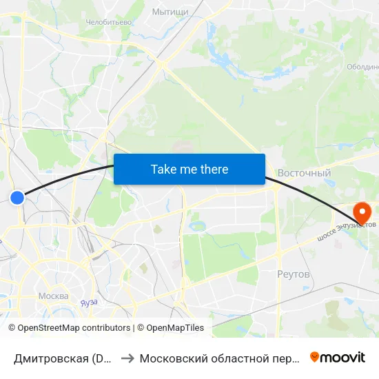 Дмитровская (Dmitrovskaya) to Московский областной перинатальный центр map