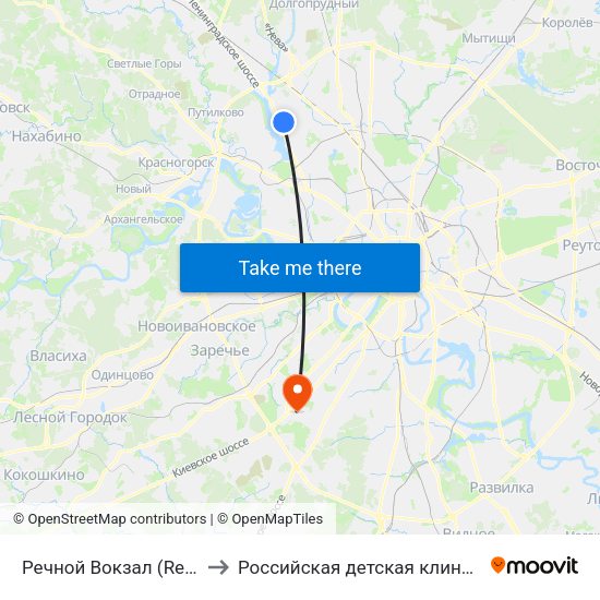 Речной Вокзал (Rechnoy Vokzal) to Российская детская клиническая больница map