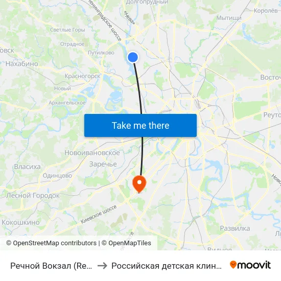 Речной Вокзал (Rechnoy Vokzal) to Российская детская клиническая больница map