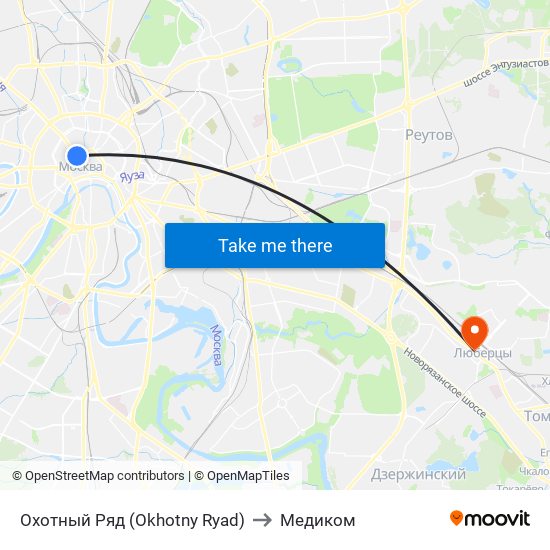 Охотный Ряд (Okhotny Ryad) to Медиком map