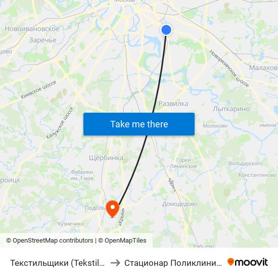 Текстильщики (Tekstilschiki) to Стационар Поликлиники №2 map