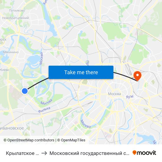 Крылатское (Krylatskoe) to Московский государственный строительный университет map