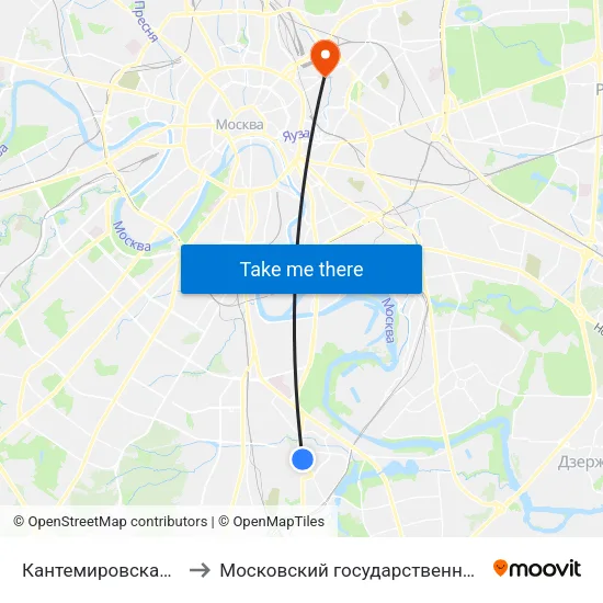 Кантемировская (Kantemirovskaya) to Московский государственный строительный университет map