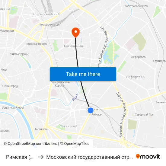 Римская (Rimskaya) to Московский государственный строительный университет map