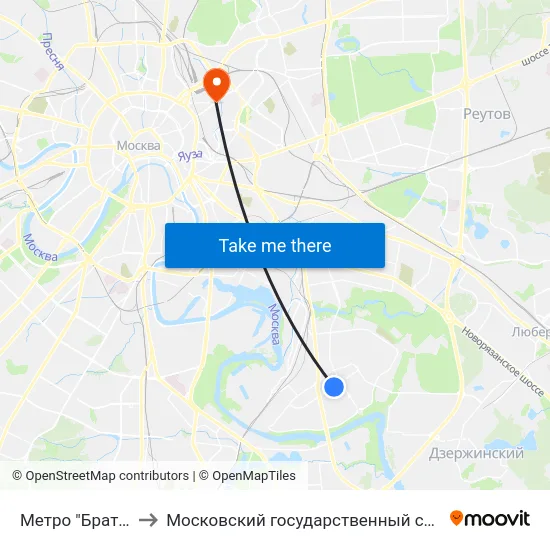 Метро "Братиславская" to Московский государственный строительный университет map