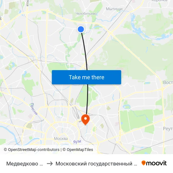 Медведково (Medvedkovo) to Московский государственный строительный университет map