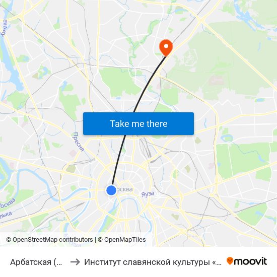 Арбатская (Arbatskaya) to Институт славянской культуры «РГУ им. А.Н. Косыгина» map