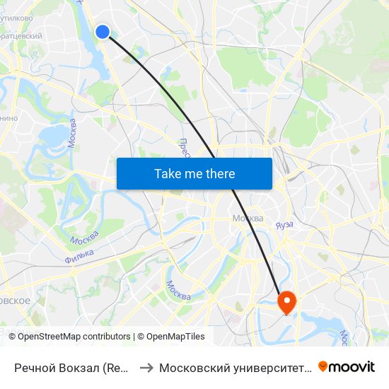 Речной Вокзал (Rechnoy Vokzal) to Московский университет им. С. Ю. Витте map