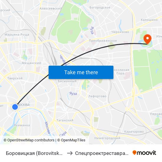 Боровицкая (Borovitskaya) to Спецпроектреставрация map