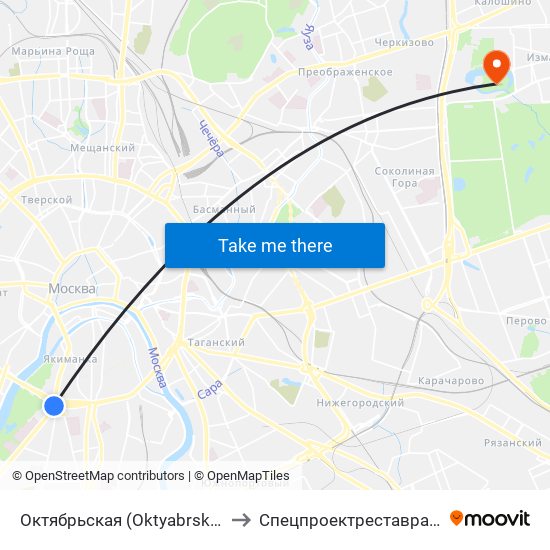 Октябрьская (Oktyabrskaya) to Спецпроектреставрация map