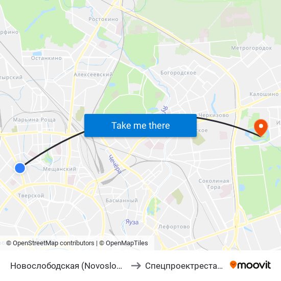 Новослободская (Novoslobodskaya) to Спецпроектреставрация map