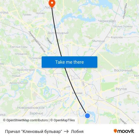 Причал "Кленовый бульвар" to Лобня map