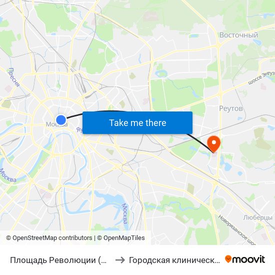 Площадь Революции (Ploschad Revolyutsii) to Городская клиническая больница №15 map