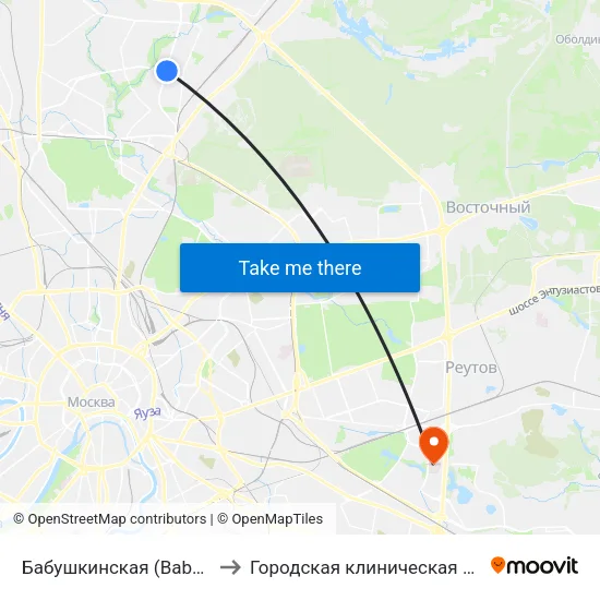 Бабушкинская (Babushkinskaya) to Городская клиническая больница №15 map