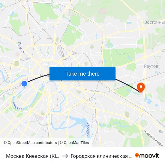 Москва Киевская (Kievsky Station) to Городская клиническая больница №15 map