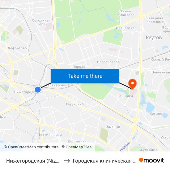 Нижегородская (Nizhegorodskaya) to Городская клиническая больница №15 map