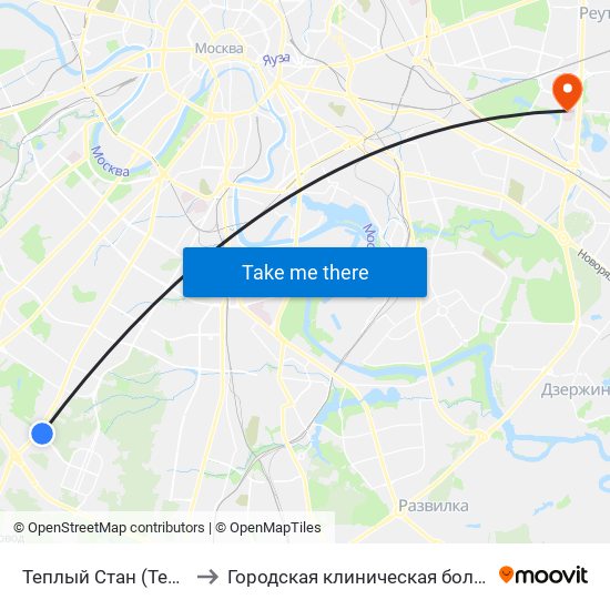 Теплый Стан (Teply Stan) to Городская клиническая больница №15 map