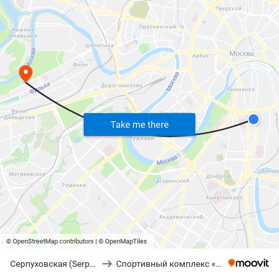 Серпуховская (Serpukhovskaya) to Спортивный комплекс «Конструктор» map