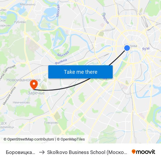 Боровицкая (Borovitskaya) to Skolkovo Business School (Московская школа управления «Сколково») map