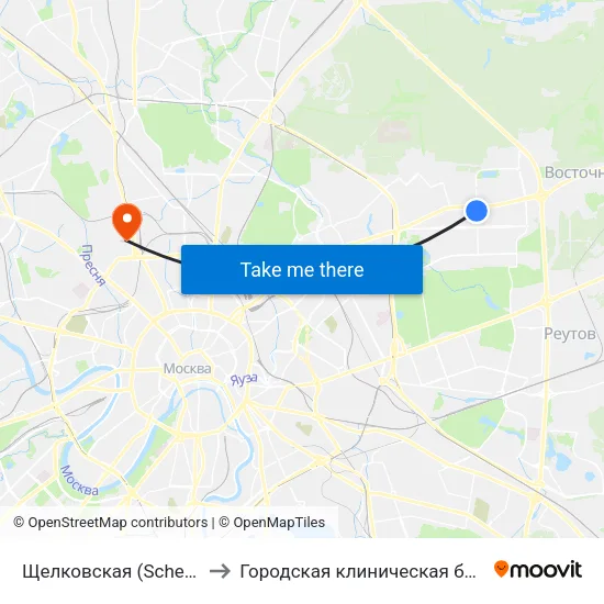 Щелковская (Schelkovskaya) to Городская клиническая больница №24 map