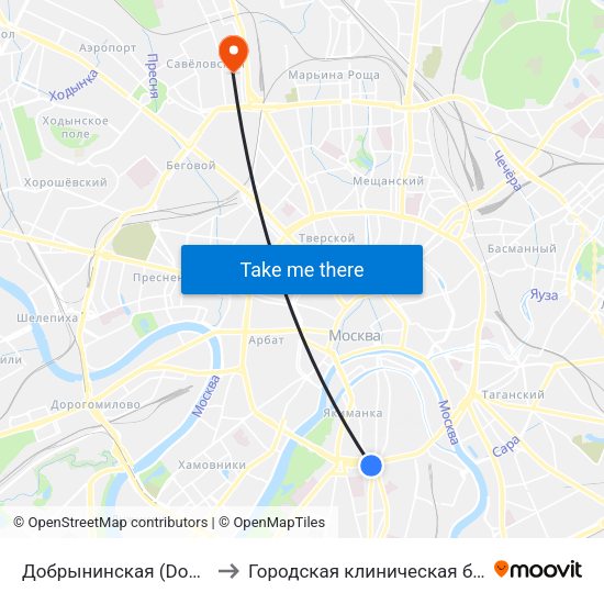 Добрынинская (Dobryninskaya) to Городская клиническая больница №24 map