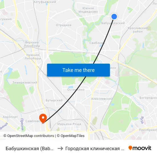 Бабушкинская (Babushkinskaya) to Городская клиническая больница №24 map