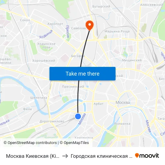 Москва Киевская (Kievsky Station) to Городская клиническая больница №24 map