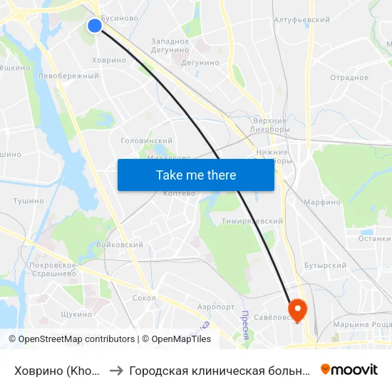 Ховрино (Khovrino) to Городская клиническая больница №24 map