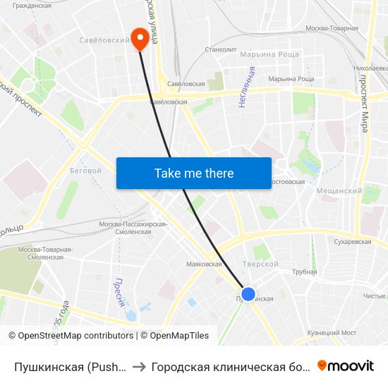 Пушкинская (Pushkinskaya) to Городская клиническая больница №24 map